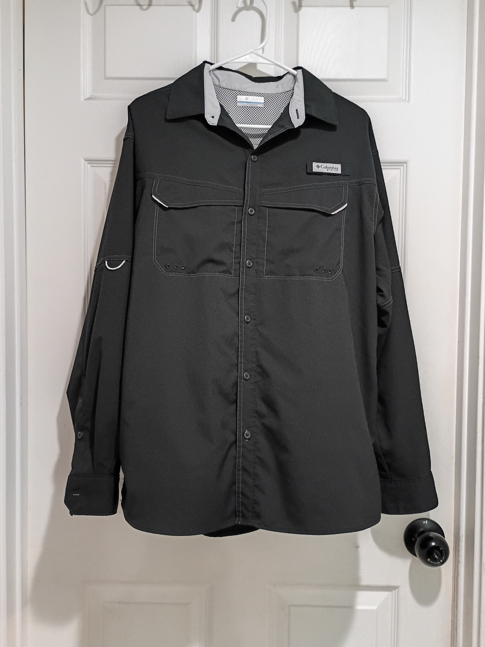 Men's Black Columbia Utility Long Sleeve Fishing Shirt Size Medium